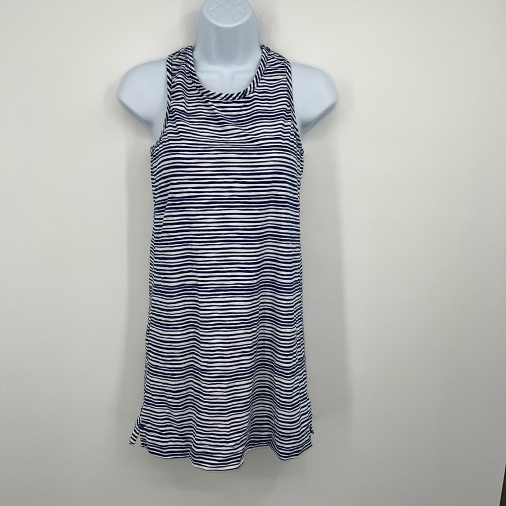Garnet Hill Kids Swim Dress Girl XL Blue White Stripes Racerback In/Out of Water